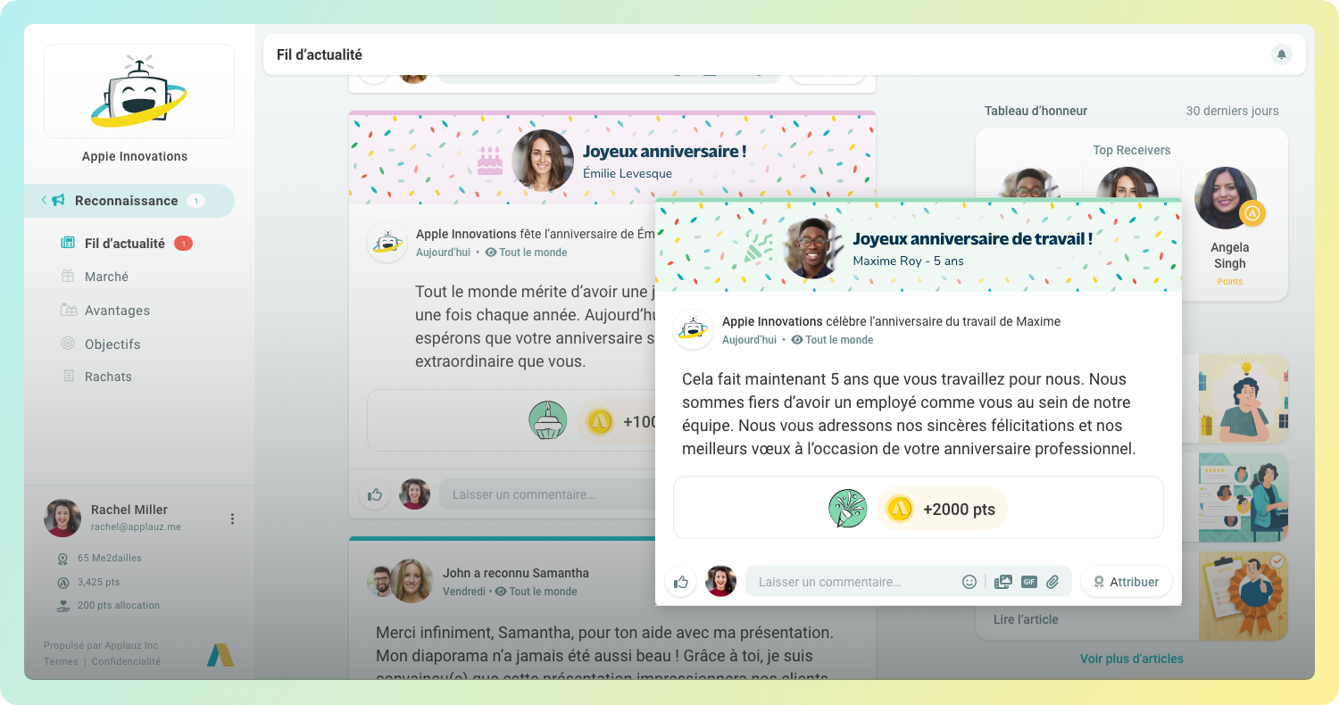 Anniversaires des employés