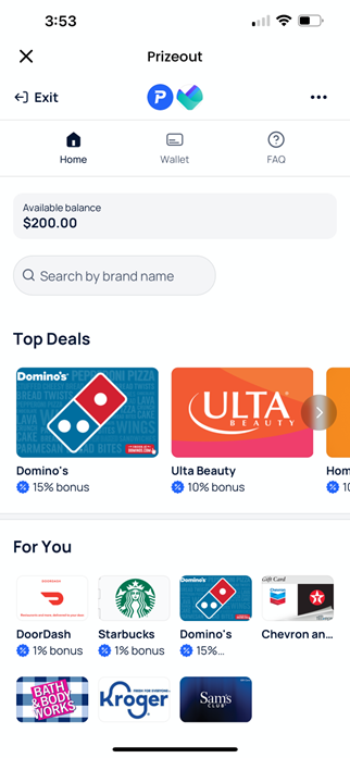 Discounted Gift Cards via Prizeout