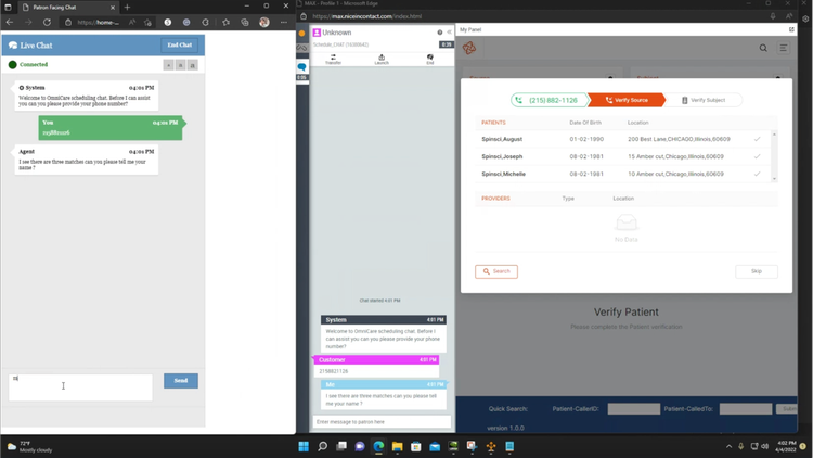 Integrated Chat in Contact Center with EHR Integration