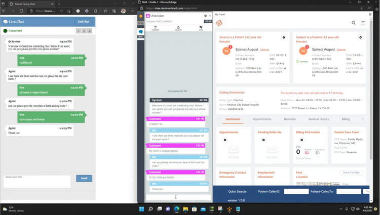 Integrated Chat in Contact Center with EHR Integration