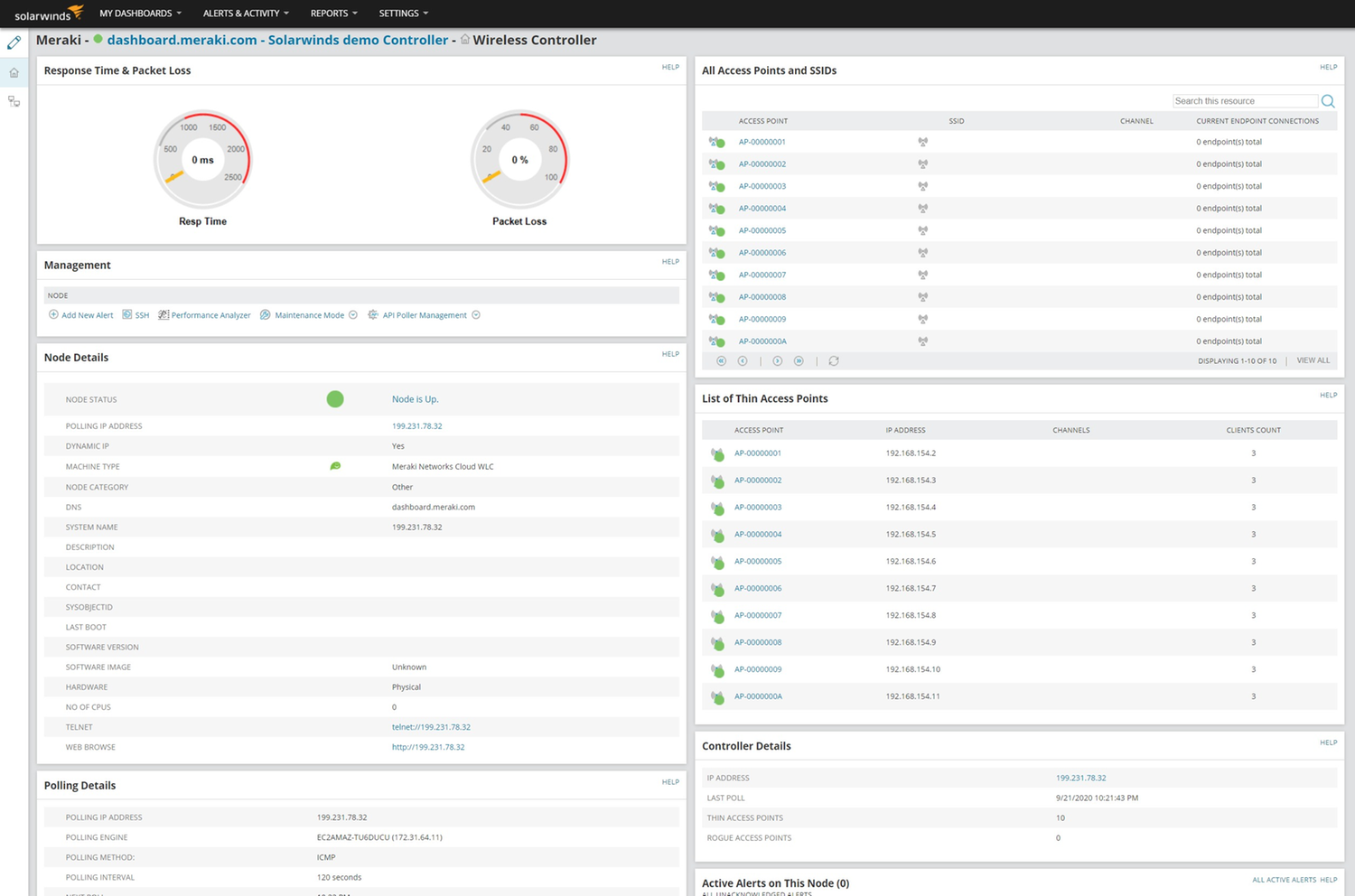 SolarWinds NPM Cisco Meraki Marketplace