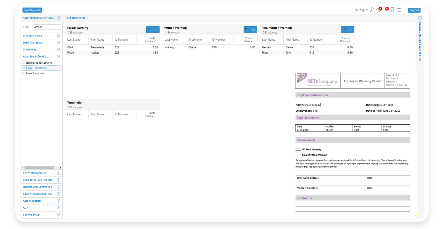 Points and Incident Tracking