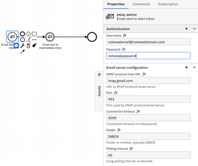 Start and drive Camunda processes using email