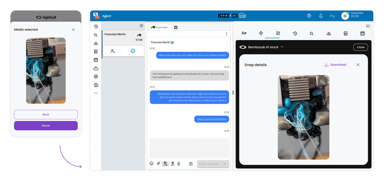 Customer uploads photos or reels and shares it with agent