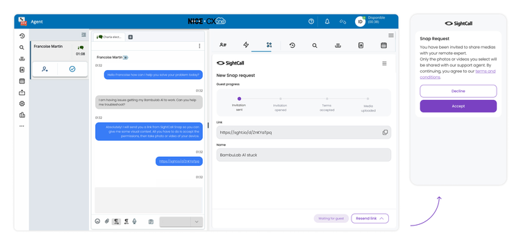 Agent invites customer to send photos or reels via secure link