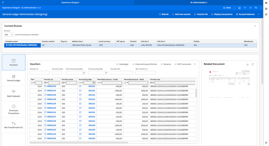 General Infor Ui M3 Experience Designer: General Ledger - Administration | Infor Marketplace