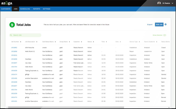 Schedule jobs with clear time slots and manage service types for efficient operations.