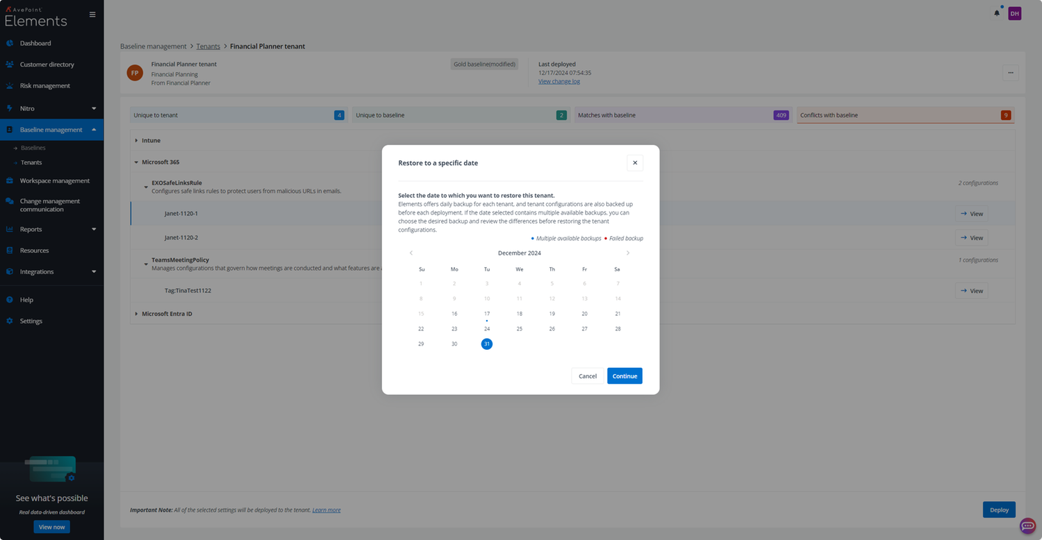 AvePoint Elements Baseline Management | AppDirect Network Catalog
