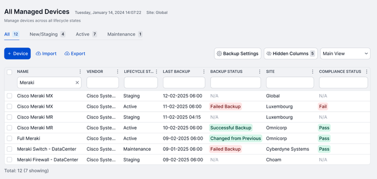 All Managed Meraki Devices