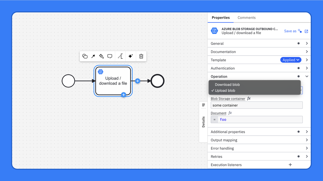 Upload and download files from Azure Blob Storage