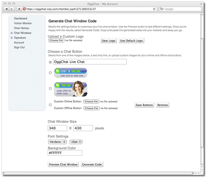 Generating Website Code for Your Custom Chat Window
