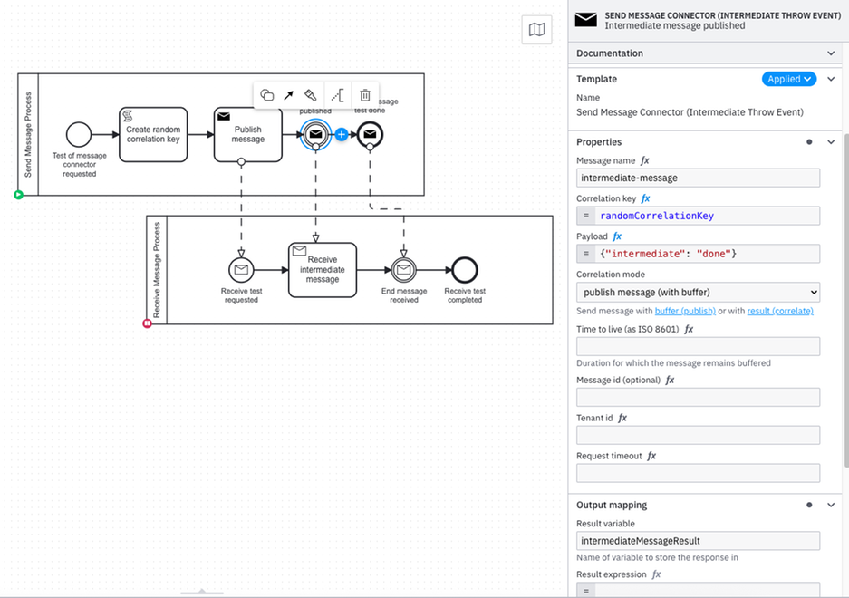 Publish or correlate BPMN messages without writing code