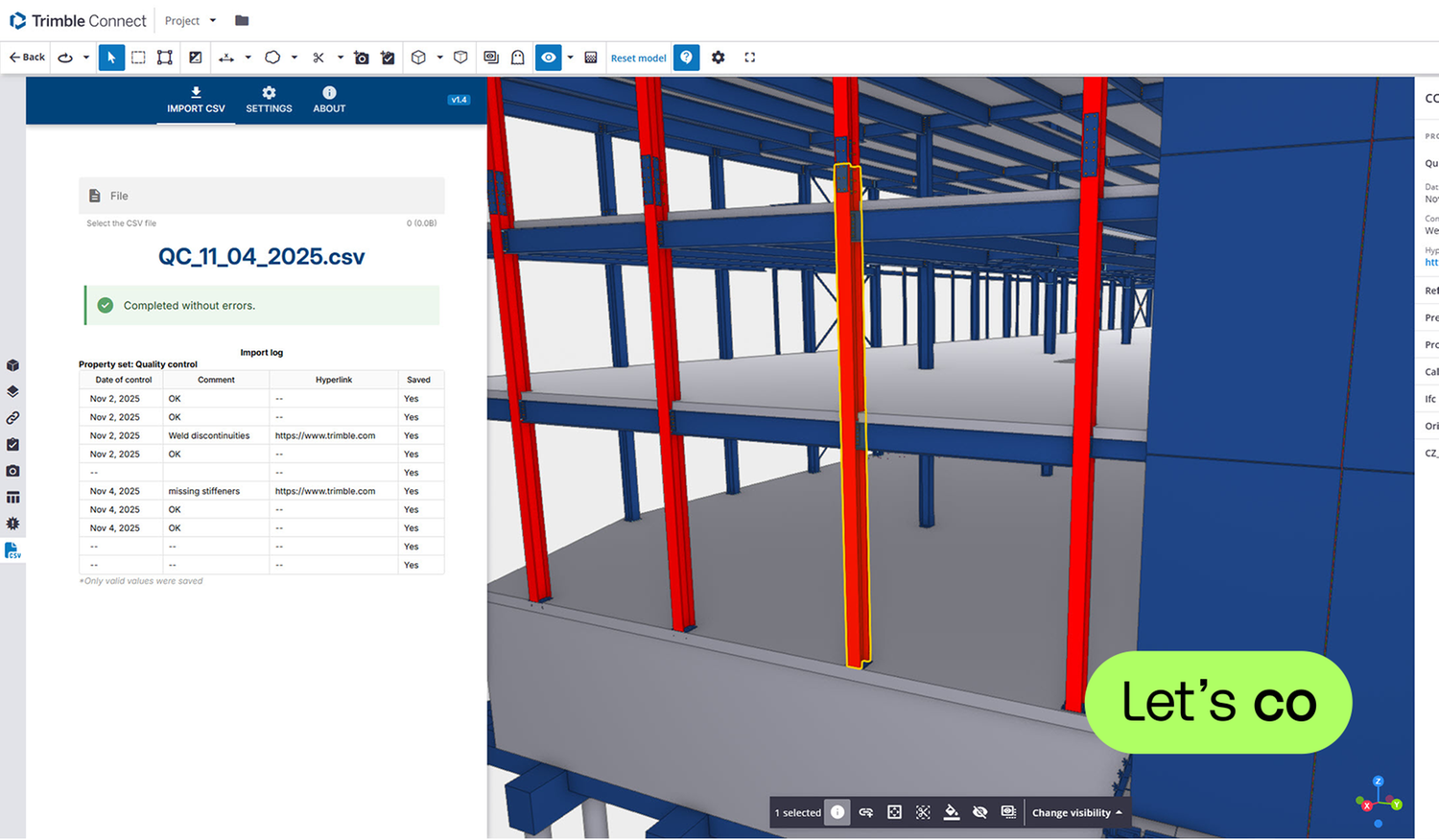 CSV Import Extension for Trimble Connect | Trimble Marketplace