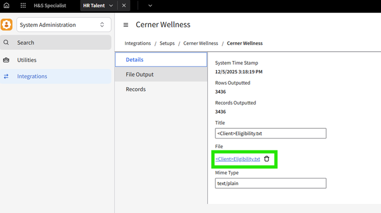 HR Talent - Cerner Wellness Eligibility Outbound File | Infor Marketplace