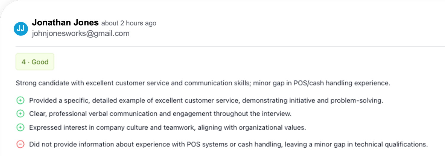 Real-Time Candidate Evaluation