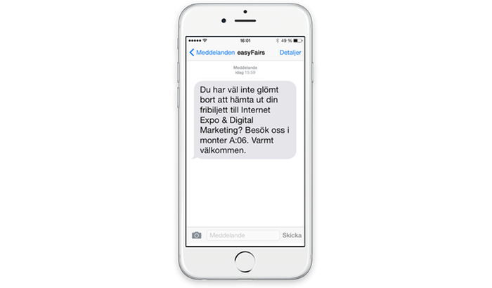 Skicka sms för toppservice och kontakt